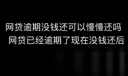 网贷逾期没钱还可以慢慢还吗 网贷已经逾期了现在没钱还后面可以还吗