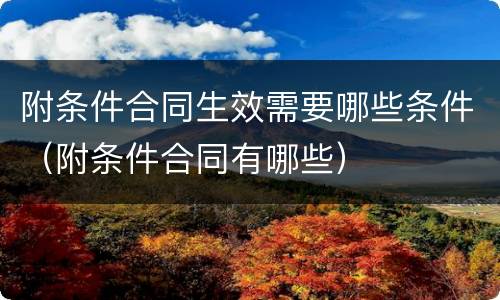 附条件合同生效需要哪些条件（附条件合同有哪些）
