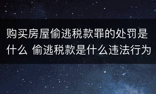 购买房屋偷逃税款罪的处罚是什么 偷逃税款是什么违法行为
