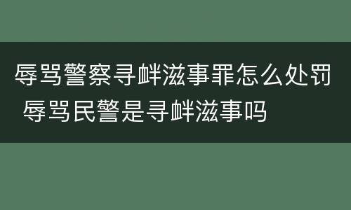 辱骂警察寻衅滋事罪怎么处罚 辱骂民警是寻衅滋事吗