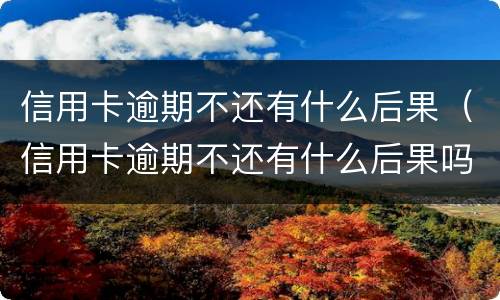 信用卡逾期不还有什么后果（信用卡逾期不还有什么后果吗）