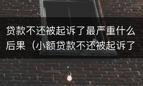 贷款不还被起诉了最严重什么后果（小额贷款不还被起诉了最严重什么后果）