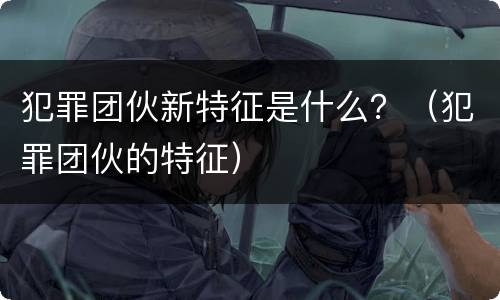 犯罪团伙新特征是什么？（犯罪团伙的特征）