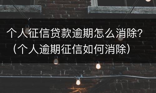 个人征信贷款逾期怎么消除？（个人逾期征信如何消除）