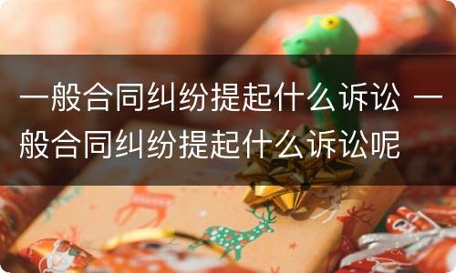 一般合同纠纷提起什么诉讼 一般合同纠纷提起什么诉讼呢