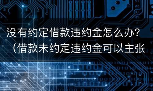 没有约定借款违约金怎么办？（借款未约定违约金可以主张吗）