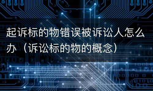 起诉标的物错误被诉讼人怎么办（诉讼标的物的概念）