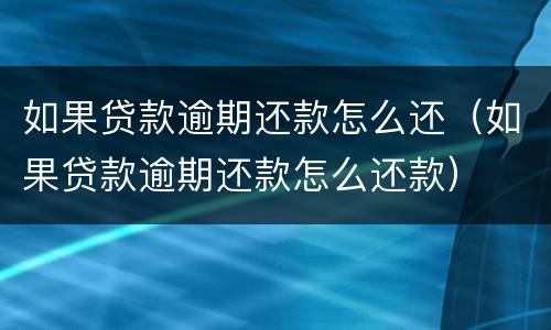 如果贷款逾期还款怎么还（如果贷款逾期还款怎么还款）