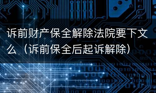 诉前财产保全解除法院要下文么（诉前保全后起诉解除）