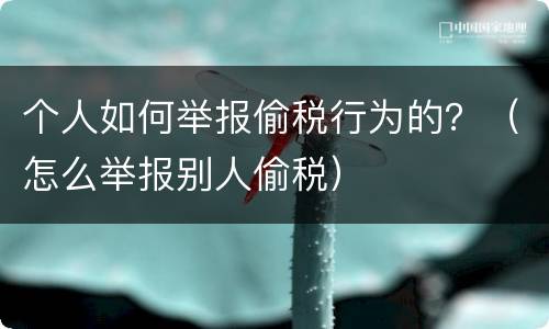 个人如何举报偷税行为的？（怎么举报别人偷税）