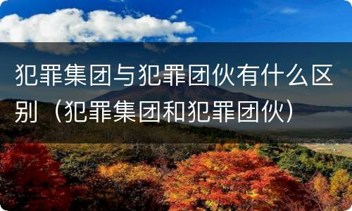 犯罪集团与犯罪团伙有什么区别（犯罪集团和犯罪团伙）