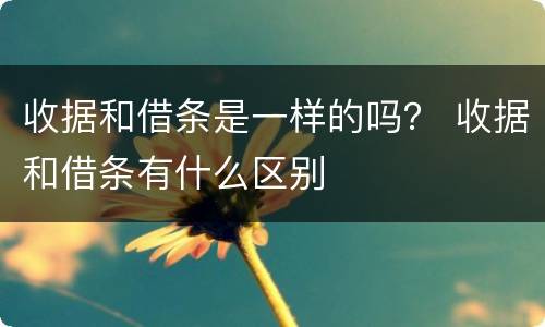 收据和借条是一样的吗？ 收据和借条有什么区别