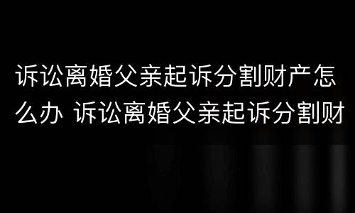 诉讼离婚父亲起诉分割财产怎么办 诉讼离婚父亲起诉分割财产怎么办手续