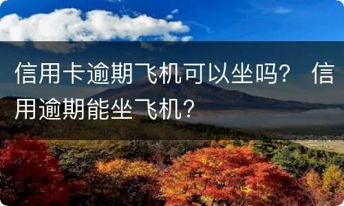 信用卡逾期飞机可以坐吗？ 信用逾期能坐飞机?