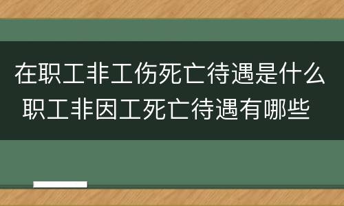 在职工非工伤死亡待遇是什么 职工非因工死亡待遇有哪些