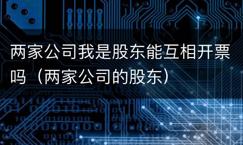 两家公司我是股东能互相开票吗（两家公司的股东）