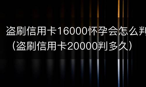 盗刷信用卡16000怀孕会怎么判（盗刷信用卡20000判多久）