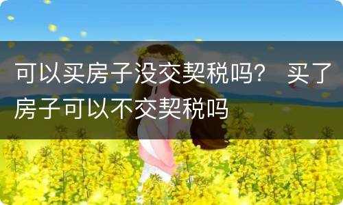可以买房子没交契税吗？ 买了房子可以不交契税吗