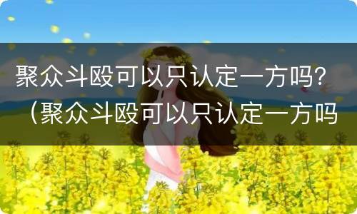 聚众斗殴可以只认定一方吗？（聚众斗殴可以只认定一方吗为什么）