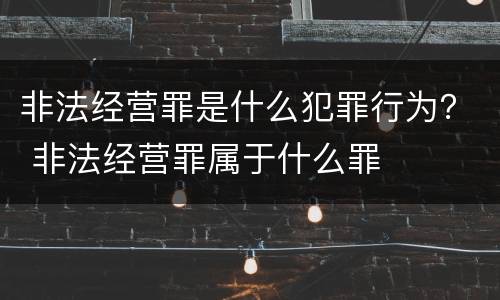 非法经营罪是什么犯罪行为？ 非法经营罪属于什么罪