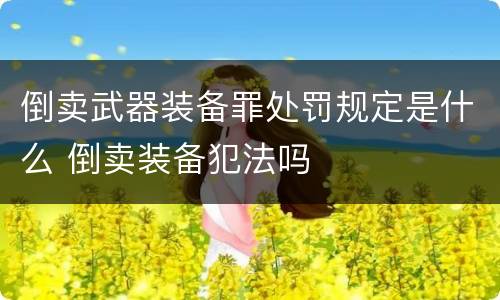 倒卖武器装备罪处罚规定是什么 倒卖装备犯法吗