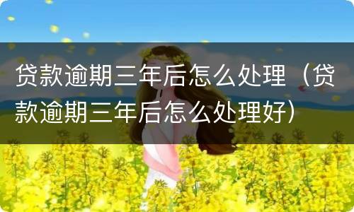 贷款逾期三年后怎么处理（贷款逾期三年后怎么处理好）