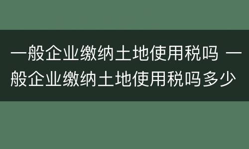 一般企业缴纳土地使用税吗 一般企业缴纳土地使用税吗多少