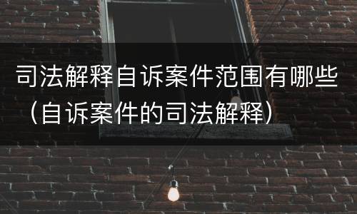 司法解释自诉案件范围有哪些（自诉案件的司法解释）