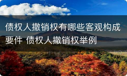 债权人撤销权有哪些客观构成要件 债权人撤销权举例