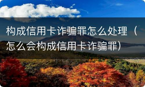 构成信用卡诈骗罪怎么处理（怎么会构成信用卡诈骗罪）