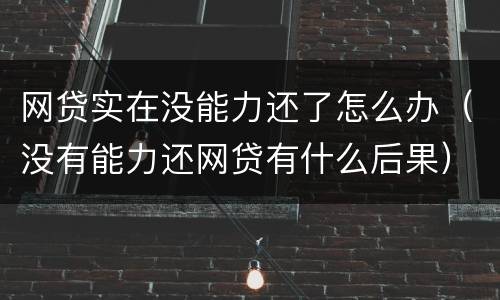 网贷实在没能力还了怎么办（没有能力还网贷有什么后果）