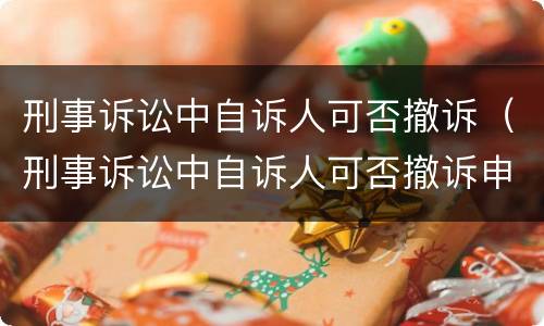 刑事诉讼中自诉人可否撤诉（刑事诉讼中自诉人可否撤诉申请）