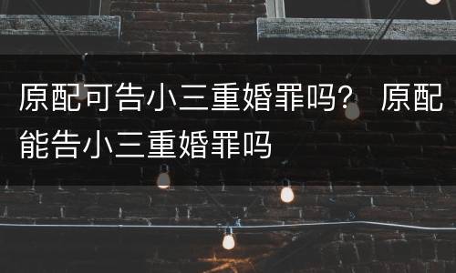 原配可告小三重婚罪吗？ 原配能告小三重婚罪吗