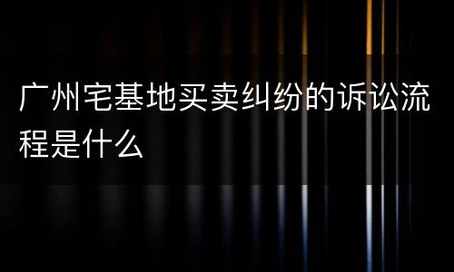 广州宅基地买卖纠纷的诉讼流程是什么