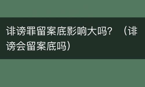 诽谤罪留案底影响大吗？（诽谤会留案底吗）