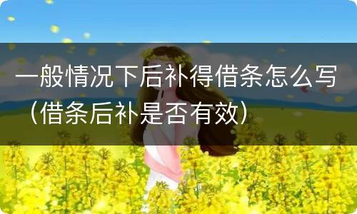 一般情况下后补得借条怎么写（借条后补是否有效）