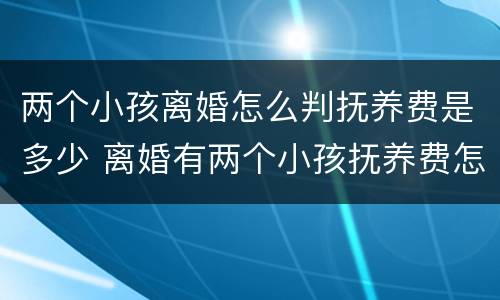 两个小孩离婚怎么判抚养费是多少 离婚有两个小孩抚养费怎么算