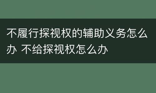 不履行探视权的辅助义务怎么办 不给探视权怎么办