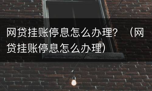 网贷挂账停息怎么办理？（网贷挂账停息怎么办理）