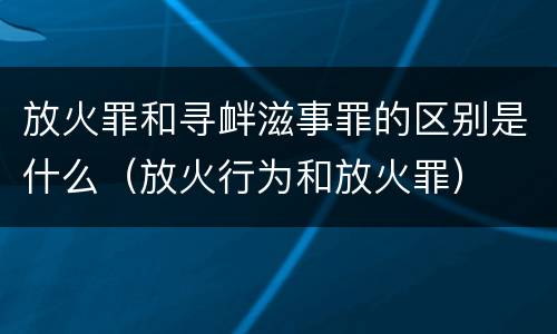 放火罪和寻衅滋事罪的区别是什么（放火行为和放火罪）