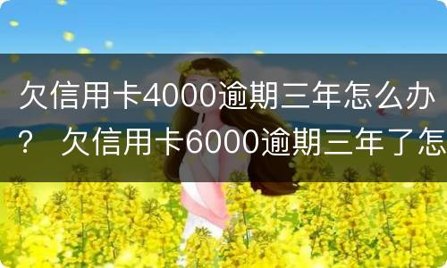 欠信用卡4000逾期三年怎么办？ 欠信用卡6000逾期三年了怎么办
