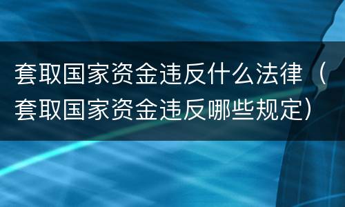 套取国家资金违反什么法律（套取国家资金违反哪些规定）