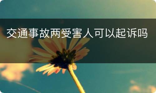 交通事故两受害人可以起诉吗
