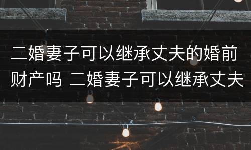 二婚妻子可以继承丈夫的婚前财产吗 二婚妻子可以继承丈夫的婚前财产吗知乎