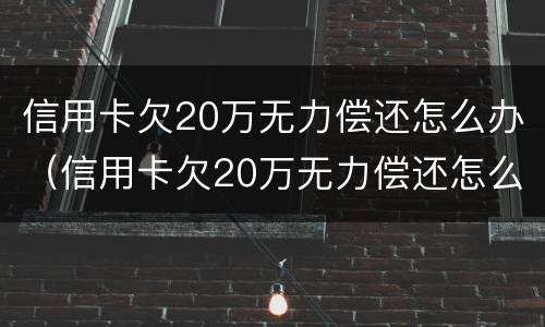 信用卡欠20万无力偿还怎么办（信用卡欠20万无力偿还怎么办,对子女买房有影响吗）