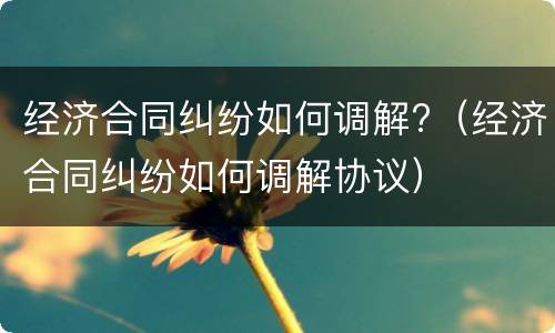 经济合同纠纷如何调解?（经济合同纠纷如何调解协议）