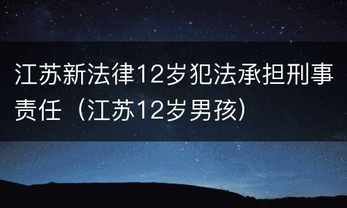 江苏新法律12岁犯法承担刑事责任（江苏12岁男孩）