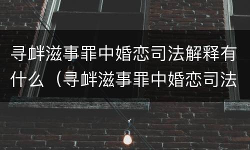 寻衅滋事罪中婚恋司法解释有什么（寻衅滋事罪中婚恋司法解释有什么规定）