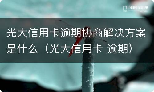 光大信用卡逾期协商解决方案是什么（光大信用卡 逾期）