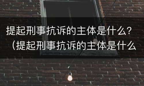 提起刑事抗诉的主体是什么？（提起刑事抗诉的主体是什么意思）